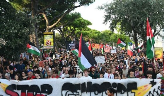 ۔،۔وینس فلم فیسٹیول کے موقع پر ہزاروں افراد کا فلسطین کے حق میں احتجاجی مظاہرہ۔ نذر حسین۔،۔